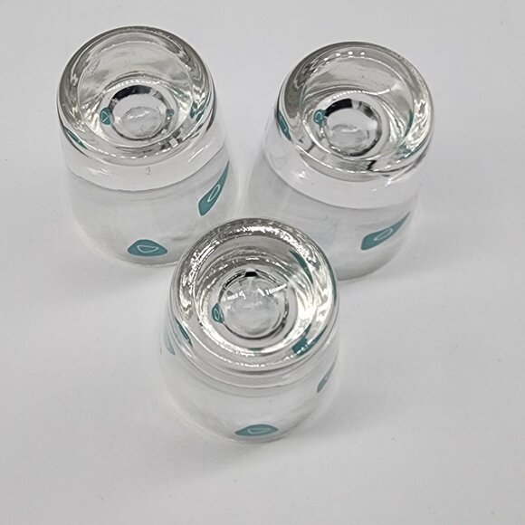 MCM Shot Glasses Turquoise Gold Amoeba Boomerang Atomic Design Cocktail Barware - Picture 7 of 7